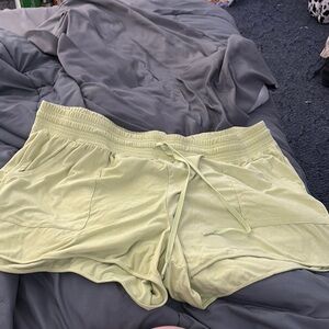 Green Athletic Shorts with Drawstring Waistband